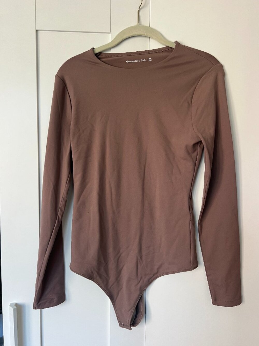 Abercrombie & Fitch Seamless Long-Sleeve Crew Brown/Mauve Bodysuit- Medium